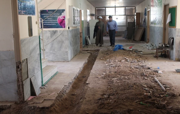 بازدید مهندس اسدی کرم و دکتر توان از روند تعمیرات و بازسازی در پردیس شهید باهنر