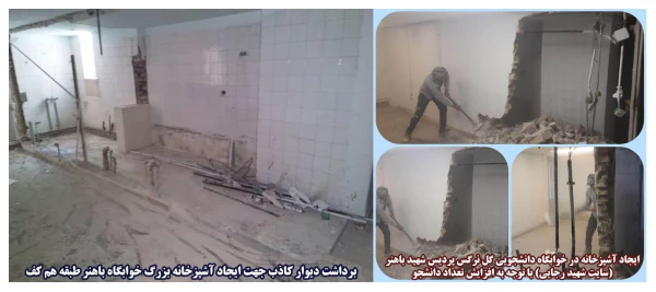 اهم فعالیت های عمرانی در پردیس های دانشگاه فرهنگیان استان کرمان جهت آماده نمودن امکانات آموزشی، دانشجویی و رفاهی در شهریور ماه ۹۸