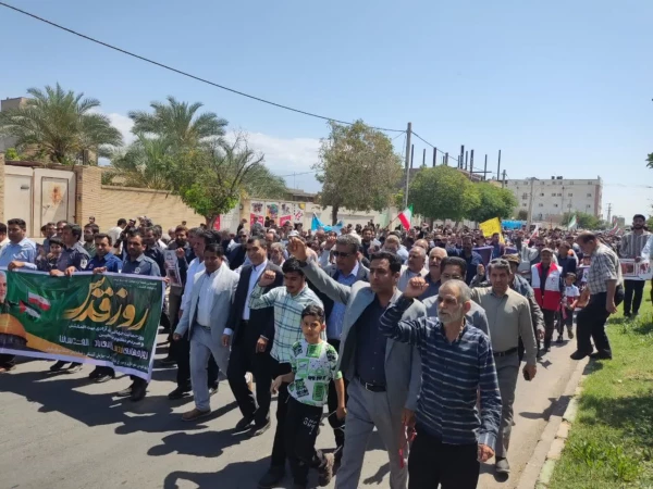 حضوراعضای دانشگاه فرهنگیان شهرستان جیرفت در راهپیمایی روز جهانی قدس 2