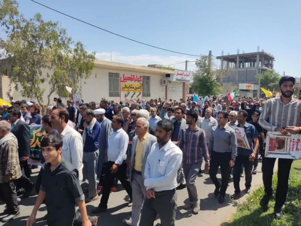 حضوراعضای دانشگاه فرهنگیان شهرستان جیرفت در راهپیمایی روز جهانی قدس 3